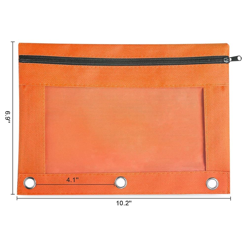 Estuche para lápices para carpetas de 3 anillos, 30 estuches para lápices a granel, 6 colores diferentes, estuche con cremallera de 3 agujeros, suministros de oficina