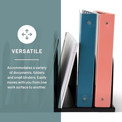 Vista 4 de Safco Products Onyx Mesh 8 Sort Organizador de escritorio vertical 3253BL, acabado de recubrimiento en polvo negro, construcción de malla de acero