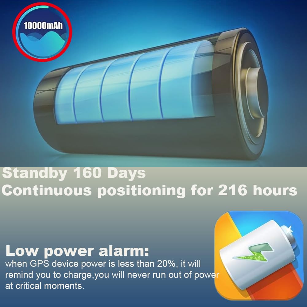 Winnes 4G Localizzatore GPS Tracker 10000mah per Auto,Moto e Altri Veicoli con Magnete Antifurto 4G GPS Impermeabile,SMS/APP/PC Posizione in Tempo Reale,Geo-fence Alarm APP Gratuita Senza Abbonamento