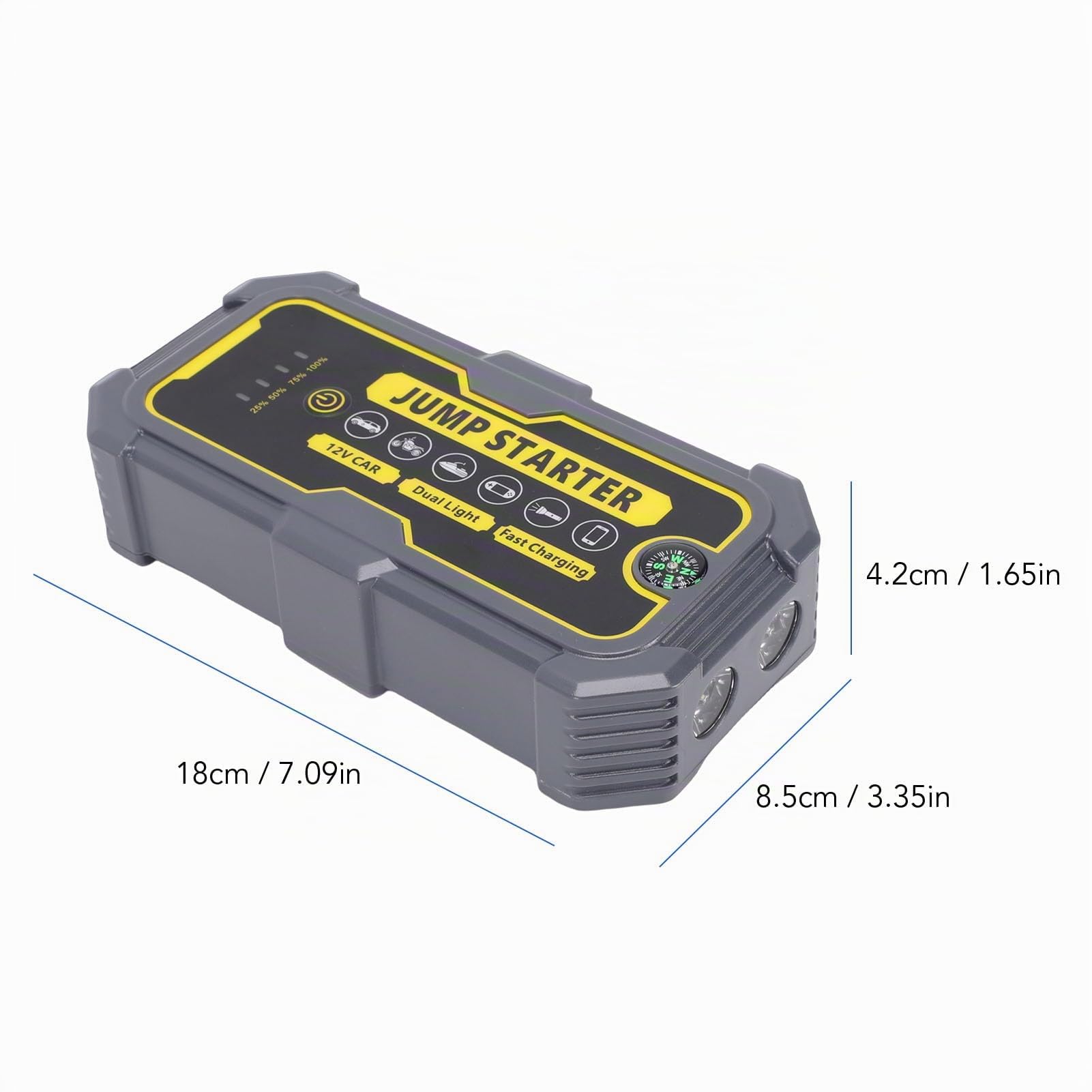 Avviatore di Emergenza per Auto 6000A, Batteria Portatile da 12 V con Ricarica Rapida PD e Display Digitale, per Motori a Gas Fino a 7,0 Litri o 5,5 Litri, (Unità principale+Morsetto