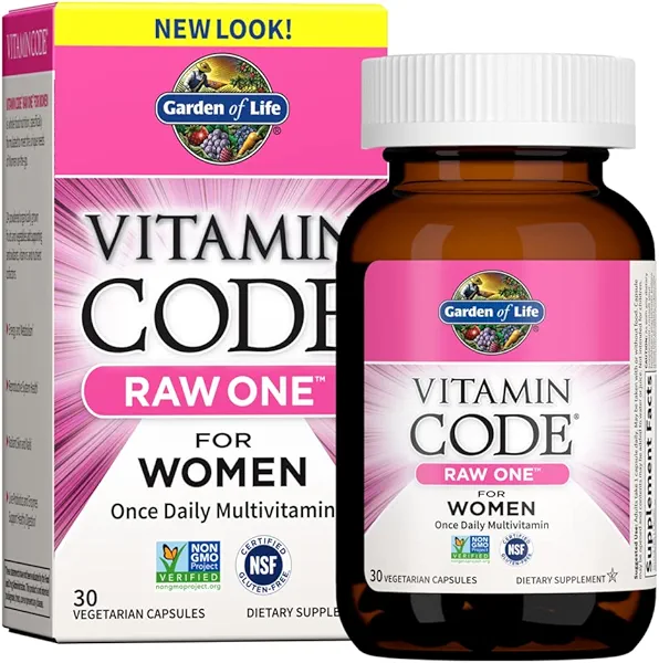 Garden of Life Multivitamin for Women, Vitamin Code Raw One for Women, Once Daily Women's Multi - 30 Capsules, One a Day Vitamins Whole Food Iron, Probiotics for Womens Health, Gluten Free V