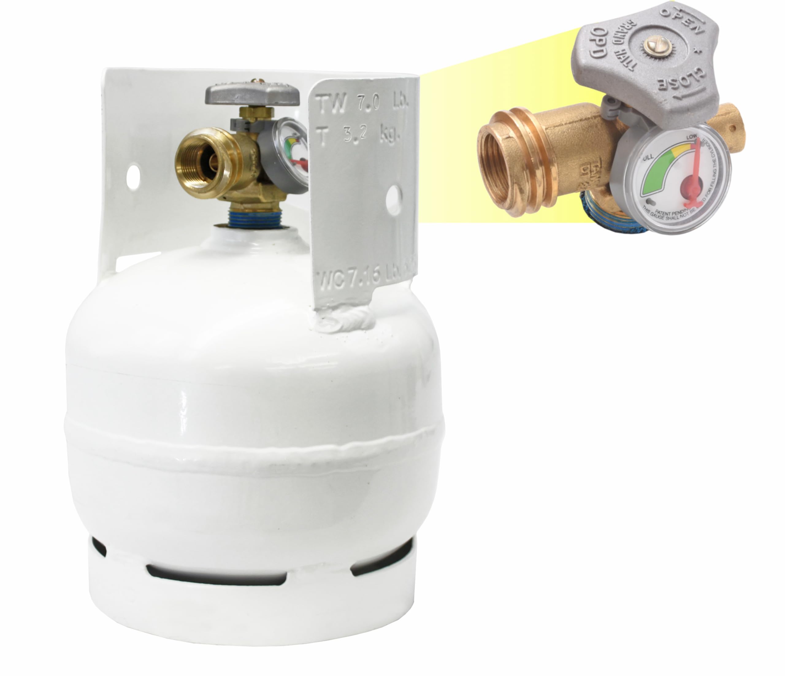 Flame King YSN03 3lb Steel Propane Tank Cylinder with Gauge and OPD Valves for Grills and BBQs, Camping, Fishing, & Outdoor Activities, White