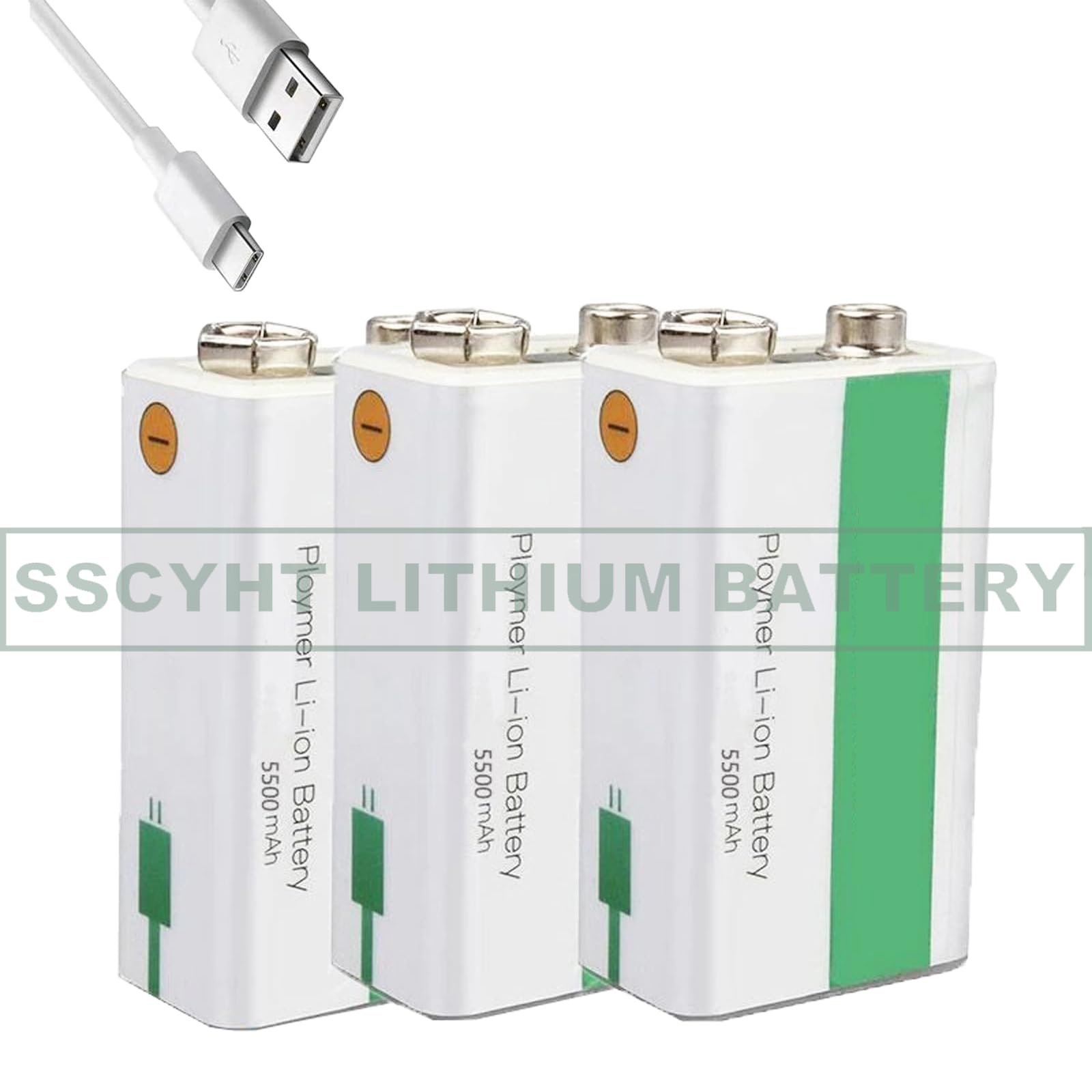Batterie au Lithium Rechargeable 9 V 5 500 mAh Batterie Li-ION 9 V 5,5 Ah pour alarmes/Microphones sans Fil/détecteurs de fumée/Jouets et Autres appareils électriques