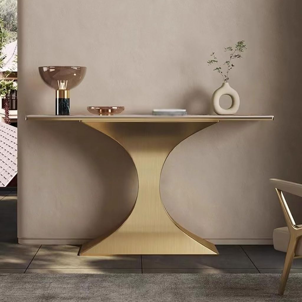 NEBE Mesa de Recibidor Puerta De Entrada Sencilla contra La Pared, Mesa Consola Acero Inoxidable, Sala Estar, Elegante Mueble Pizarra