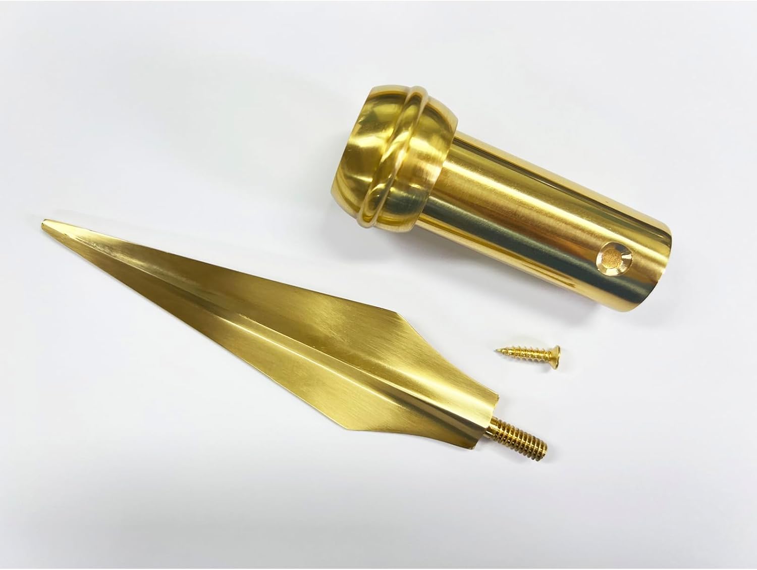 FRF FLAG Gold Square Copper Spear for Indoor Flag Pole Topper or Parade Flagpole Finial Topper, for 1-inch Diameter Flagpoles - Image 2