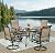 MIXPATIO 5 Pieces Patio Dining Set, Outdoor Table and Chairs, 4 x Textilene Swivel Dining Chairs and 42" Round Black Table, with 1.57" Umbrella Hole, for Cozy Garden Settings, Grey-Brown