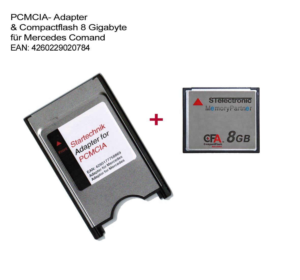 PCMCIA Compact Flash Card Adaptor with Gigabyte Card for Mercedes COMAND  APS Systems (S E C GLK Class)- with PCMCIA Slot Inclusive Memory Card