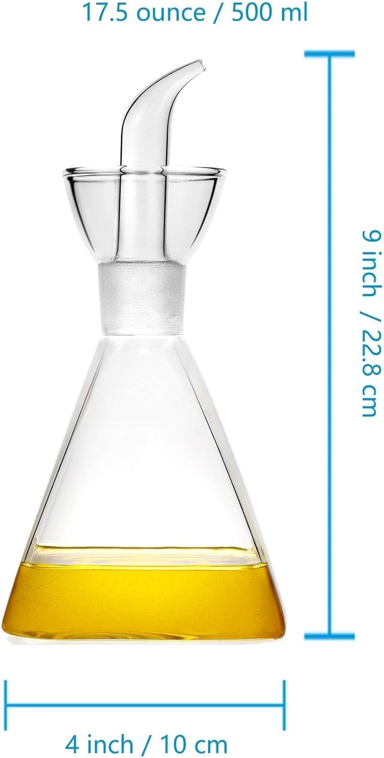 HAIZEEN 17oz Glass All-Purpose Cruet, Glass Oil Decanter and Cruet (Pyramidal-17 oz) - Image 8