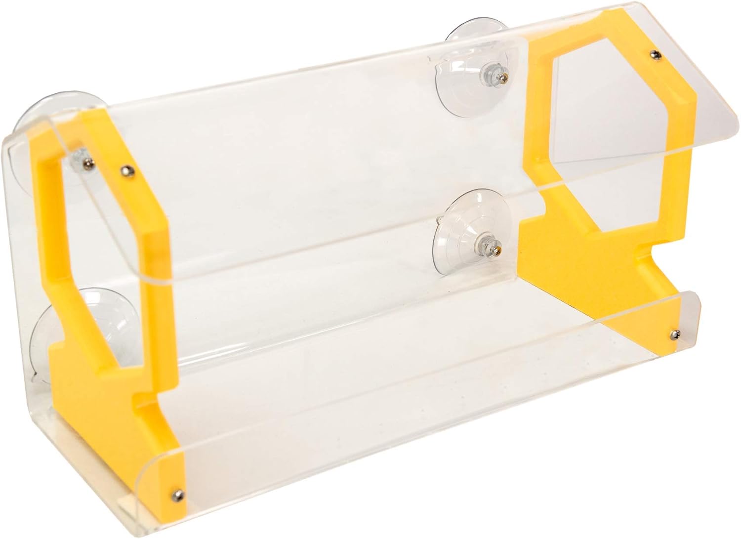 JCs Wildlife Geometric Diner 13 Window Bird Feeder - Easy to Clean and Fill - Holds 4 Cups of Seed - Mounts on Any Window - Clear Acrylic and Strong Suction Cups (Yellow)