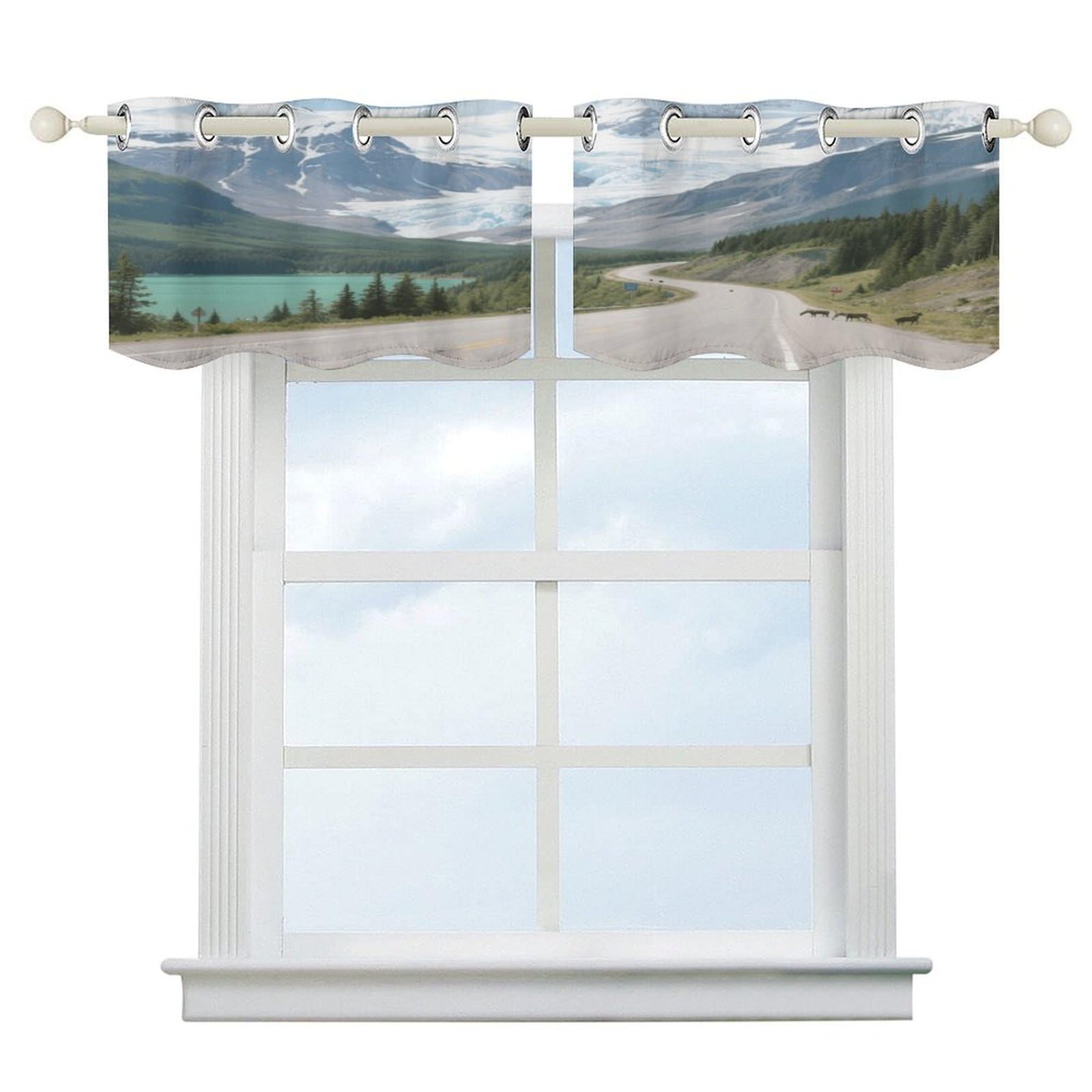 Fekiloot Style Icefield Highway Short Curtains Valance Curtain