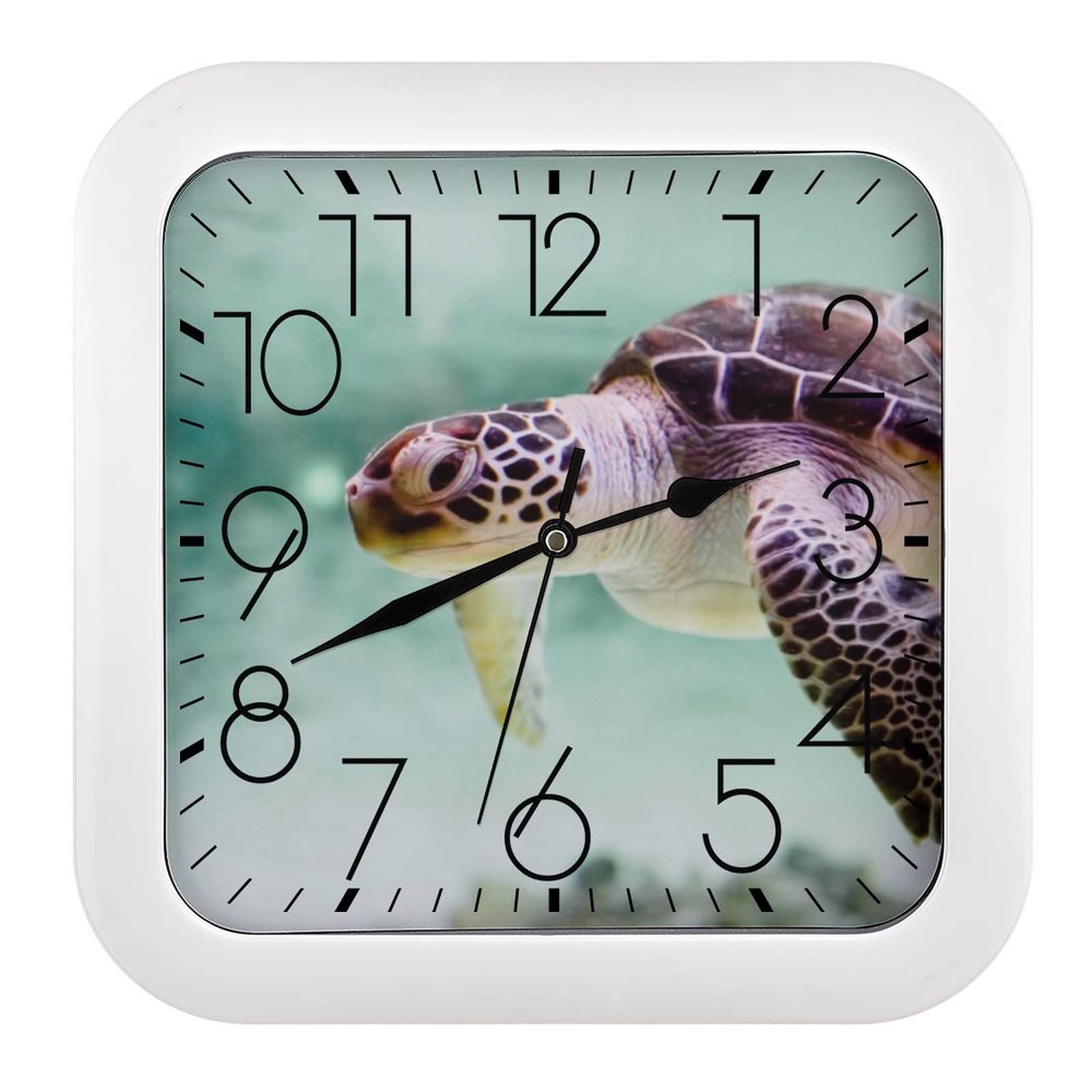 Horloge murale carrée tortue marron pour embellir la cuisine et le salon