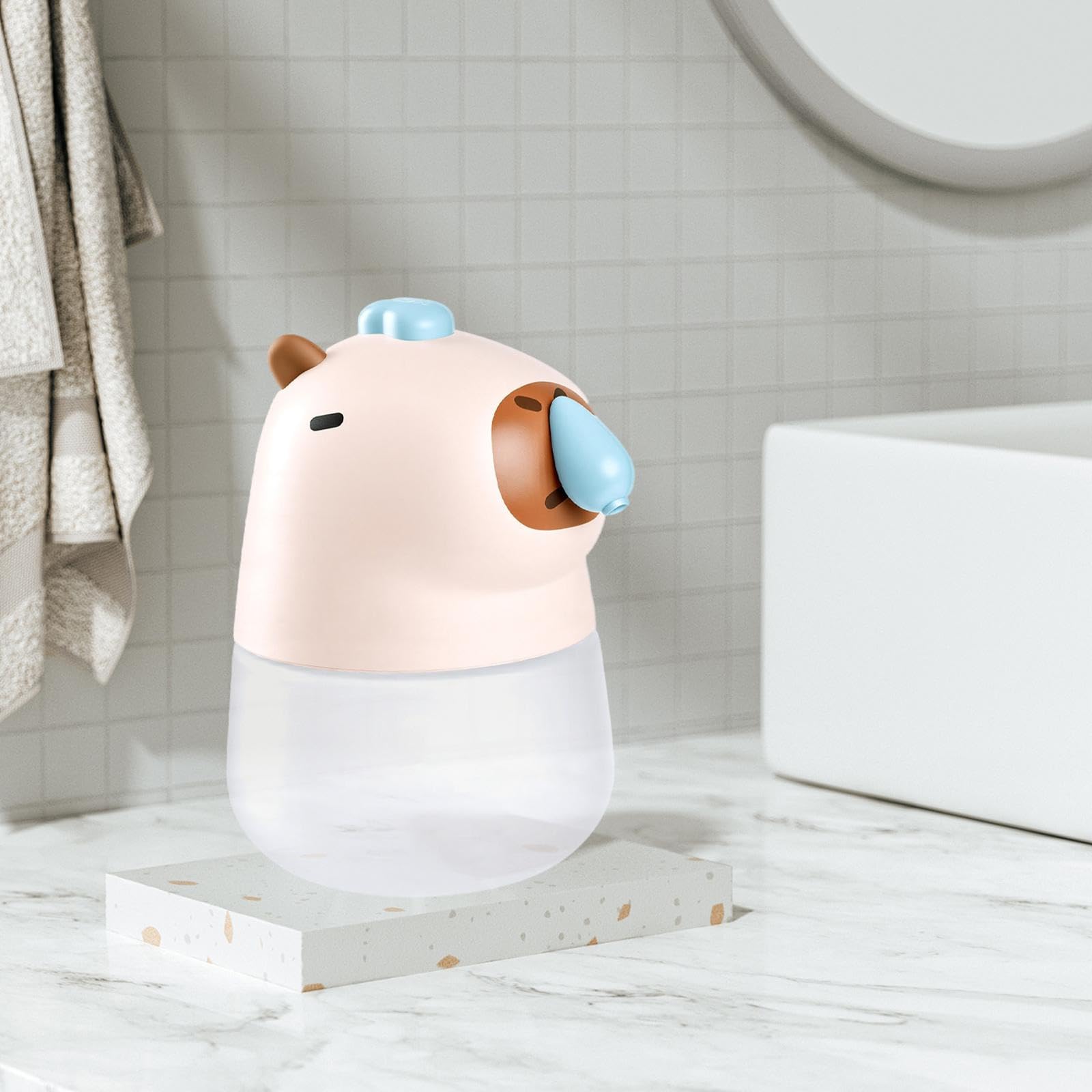 Sharplace Distributore Automatico di Sapone Capybara, Simpatico Distributore di Sapone in Schiuma per Bambini, per La Cucina