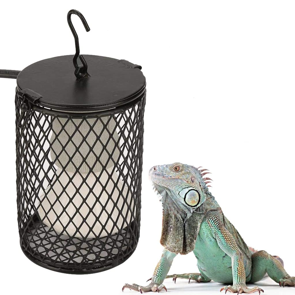 Lampada Termica per Rettili, Emettitore Ceramico a Infrarossi Protezione del Riscaldatore per Gabbia, Lampada Crogiolarsi per Lucertole, Ragni, Scorpioni, Protezione, Rettili