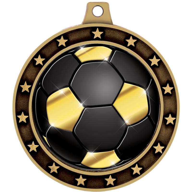 Crown Awards 2.25 Inch Soccer Medals - Gold Shieldz Design With Ribbon, Prime Series