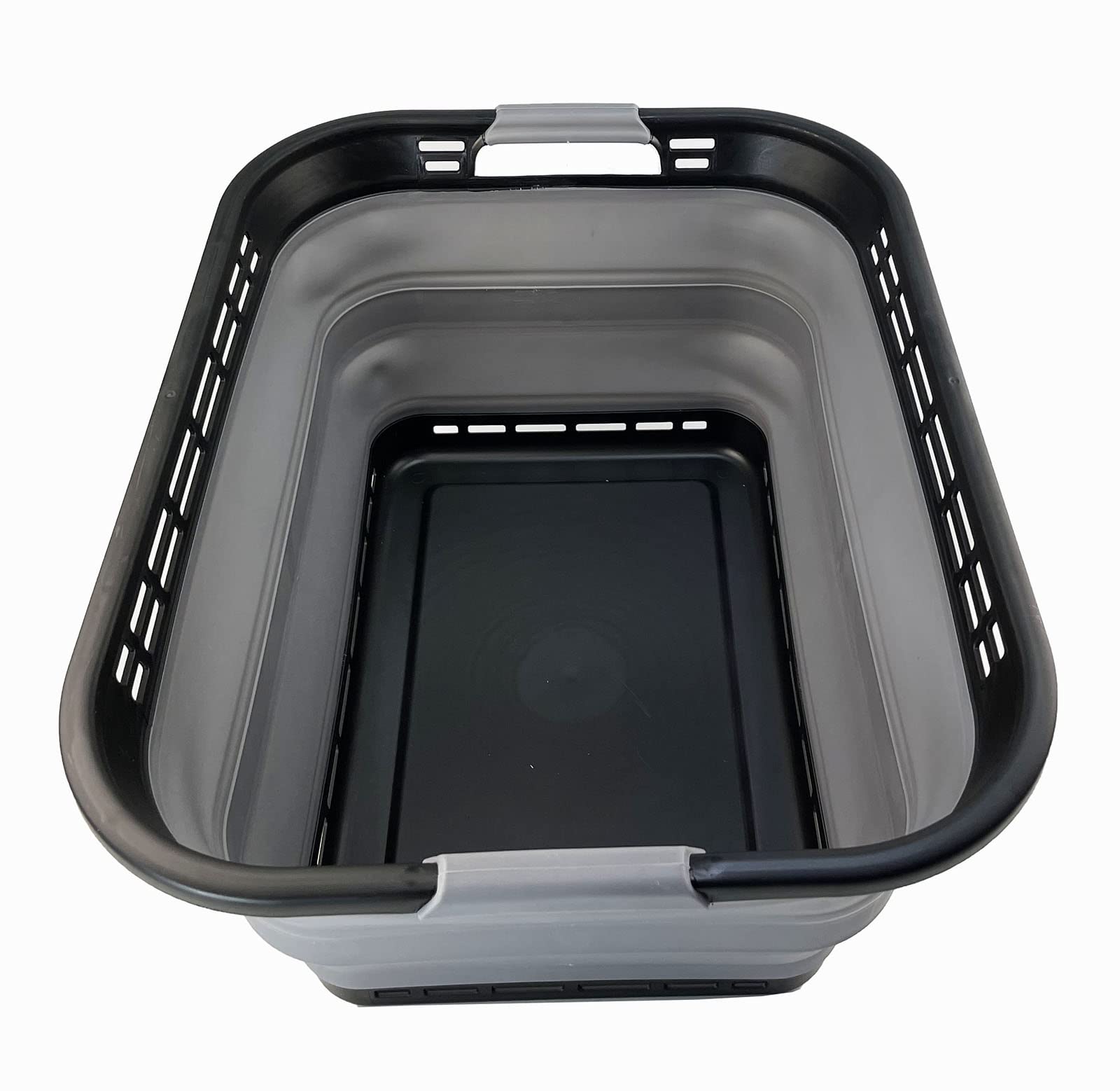SAMMART 42L (11 Galloons) Collapsible Plastic Laundry Basket - Foldable Pop Up Storage Container/Organizer - Portable Washing Tub - Space Saving Hamper/Basket [BPA Free] (Black/Frost Grey)