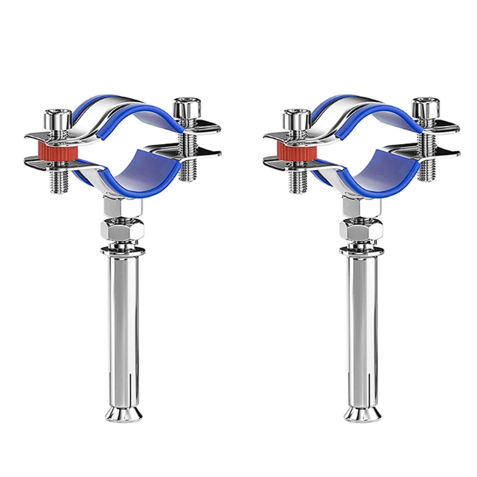 2-Pack 304 Stainless Steel Fixed Pipe Support with Expansion Bolt, Clip Clamp for Water Pipes, Clips with Rubber Strip(【Φ25-28】)