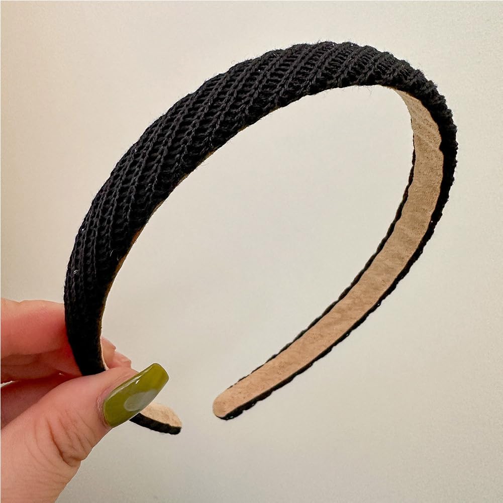 Trendy Non Slip Headbands for Women 4PCS Thin Knitted Fashion Plain Hair Bands Cute Elastic Headbands for Women & Girls 0.6 Inch Wide Women's Hair Accessories - Image 7