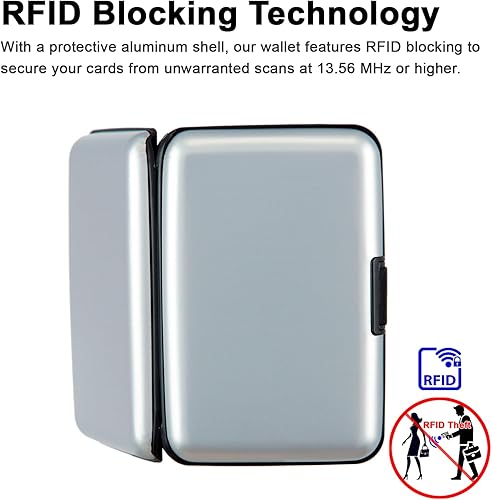 Miniatura 10 de Billetera de aluminio con bloqueo RFID delgado de metal para tarjetas de crédito, S