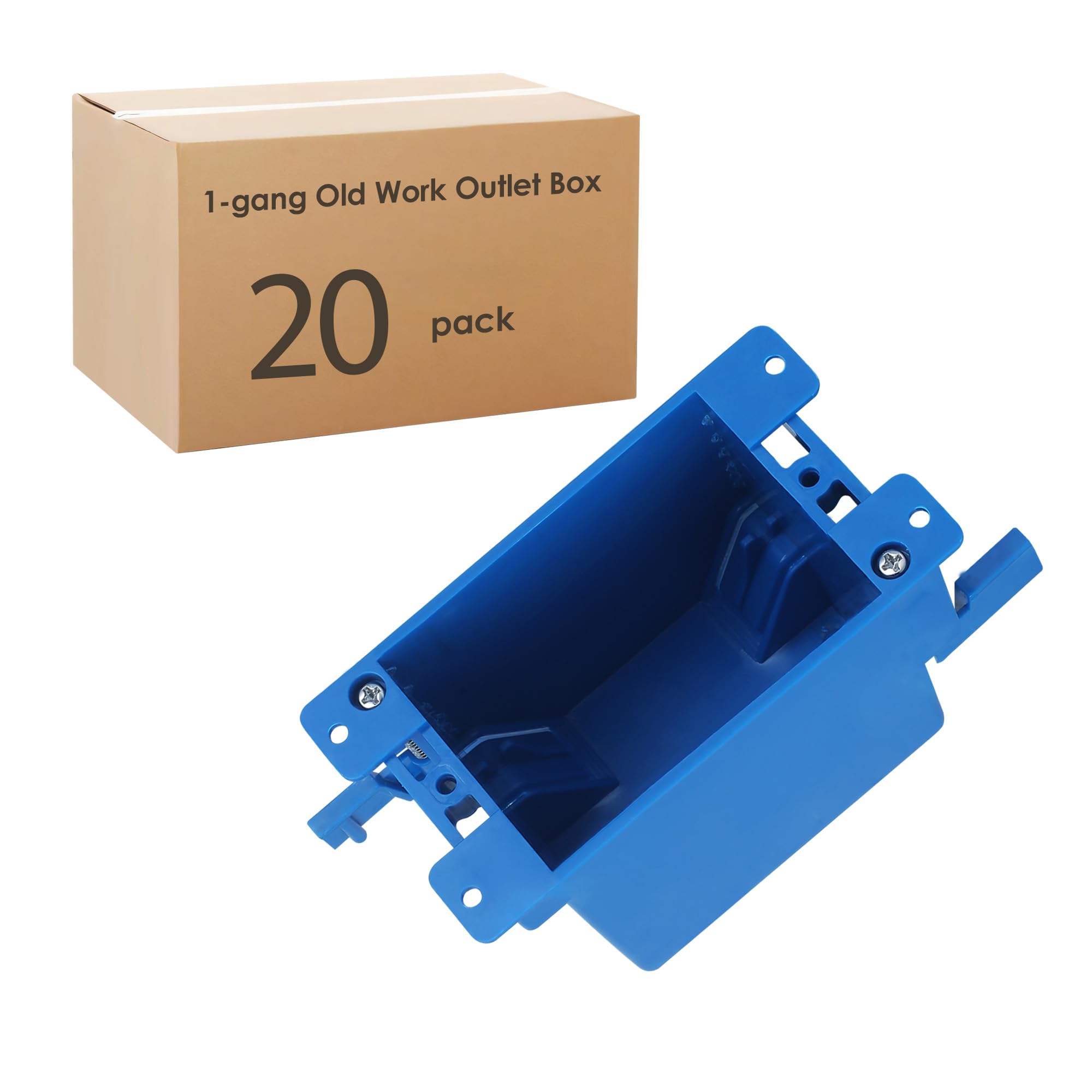 Paquete de 20 cajas de toma de corriente eléctrica de una sola banda de 14 pulgadas cúbicas, caja de interruptor, caja de enchufe de plástico, extensores de caja de salida eléctrica para aplicaciones