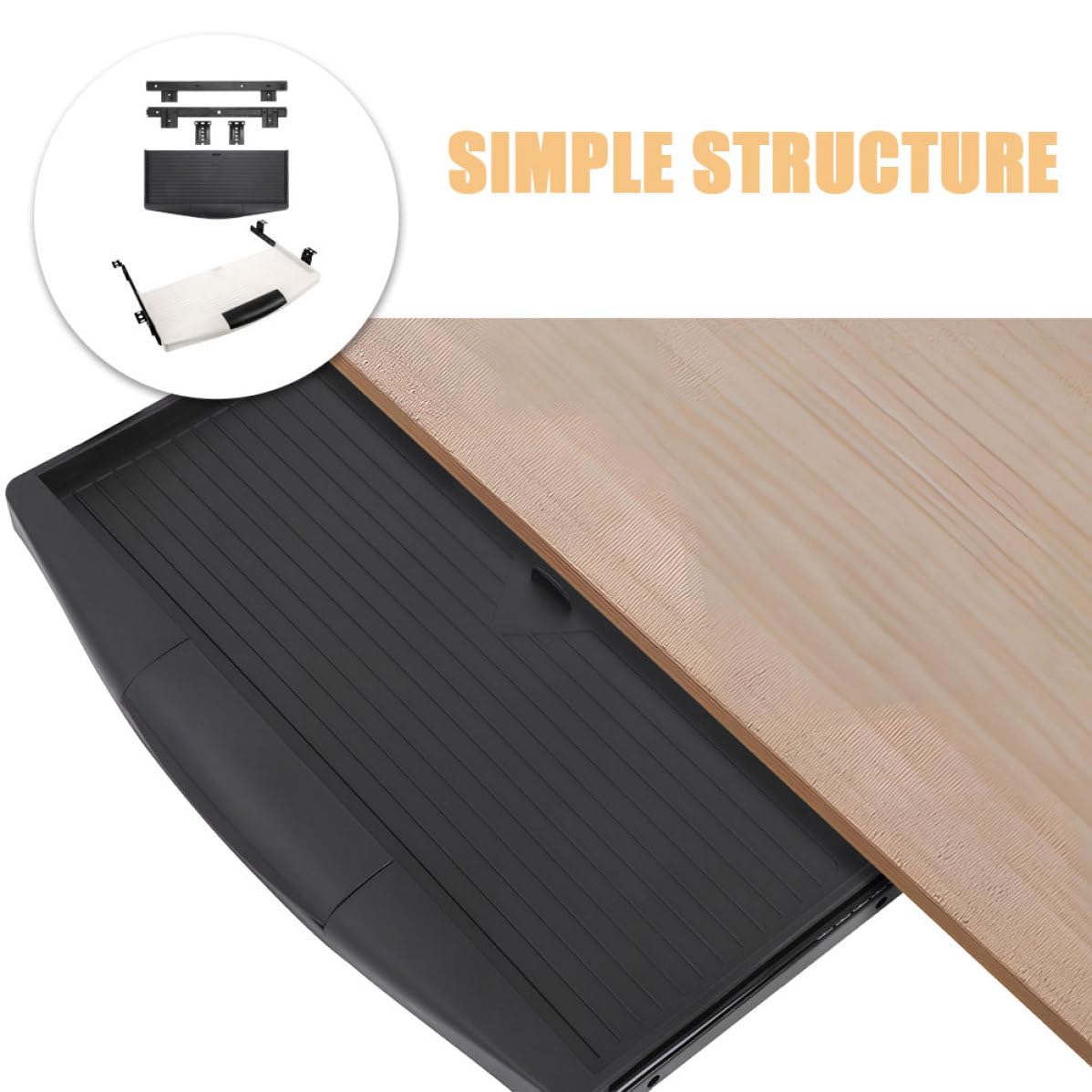 Zerodeko Bandeja para Teclado y Ratón Ajustable con Rieles Deslizantes de Alta Resistencia, Soporte Ergonómico para Escritorio de Oficina, Set 2 Piezas (Blanco y Negro) con Portalápices
