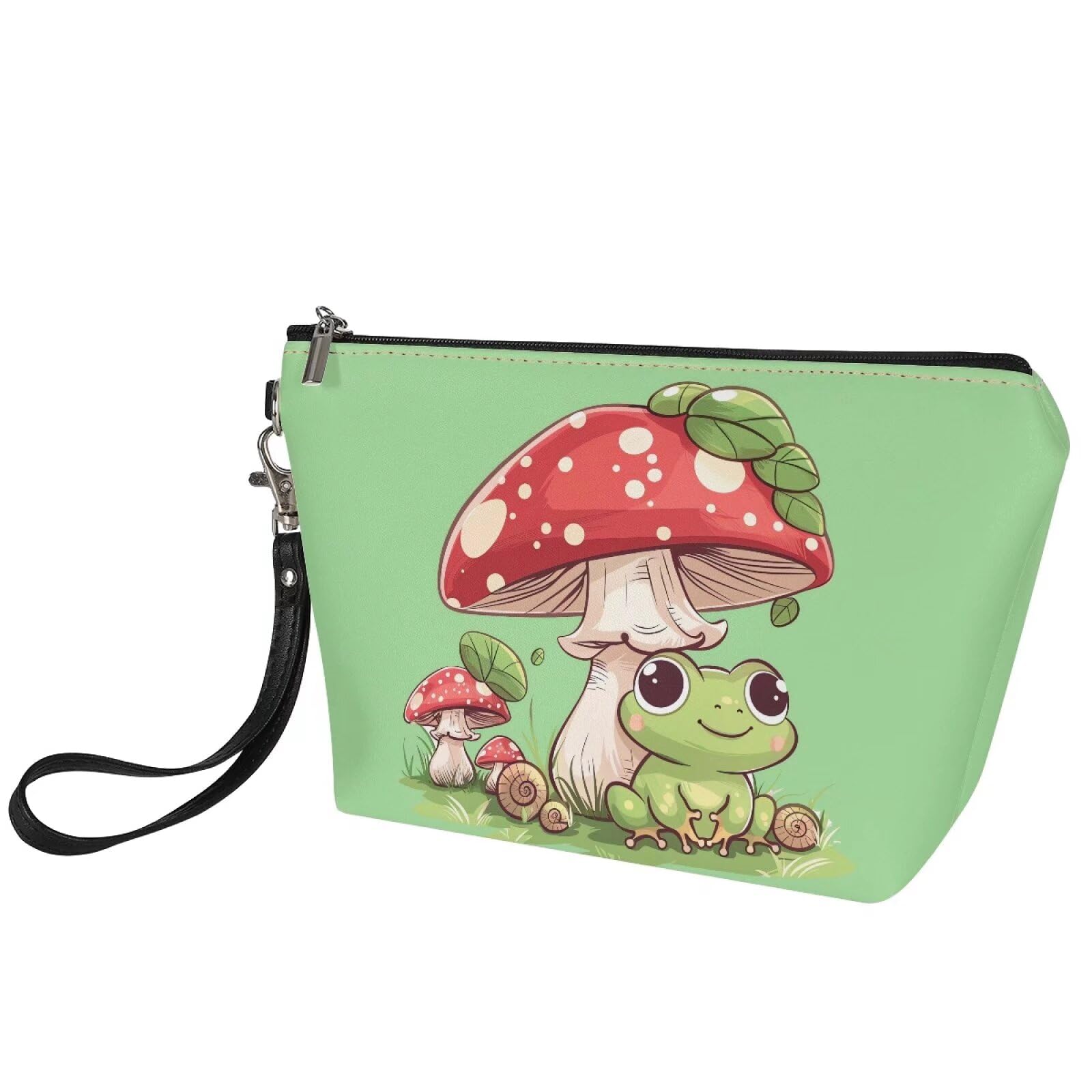 Xhuibop Kleine Make-up-Tasche für Damen, Reise-Kosmetiktasche, Kulturbeutel, Organizer, Weihnachtsgeschenke, Pilz-Cartoon-Frosch