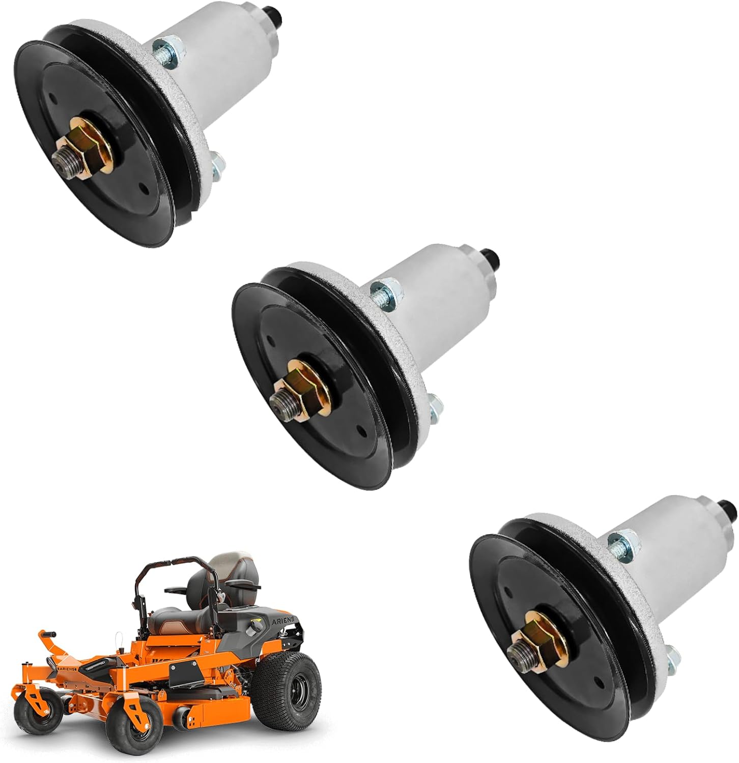 30138800 Mower Deck Spindle w/ 07351603 Pulley Qty3 for Gravely ZT XL 60" and for Ariens Ikon 60" Ride-On Zero Turn, Mower Spindle Kit; 810CSP2416N, 810CPL2340Y, 810KSP4293N