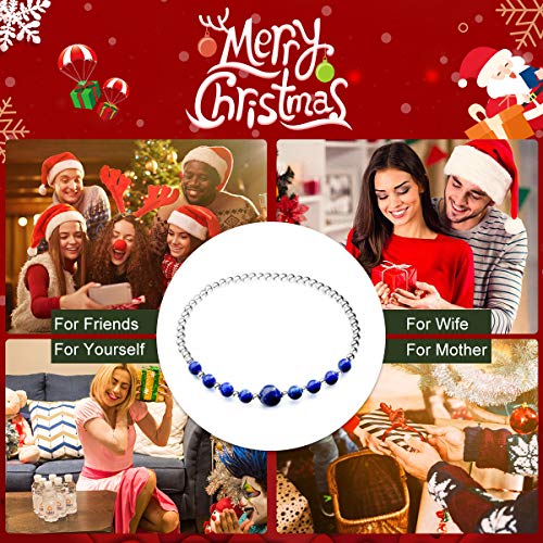 Jewever 925 Sterling Silver Beads Nature Gemstone Lapis Lazuli Crystal Stretch Bracelet Fits 6-6.3" For Women Gift… #TOP7
