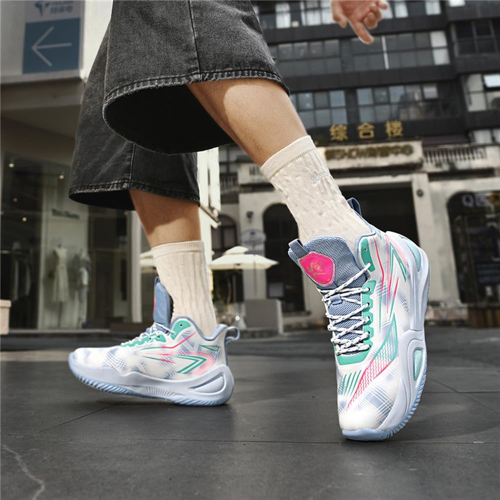 MAUGELY Unisex High Top Basketball Sneakers Breathable Non Slip Student Youth Casual Comfortable Shoes