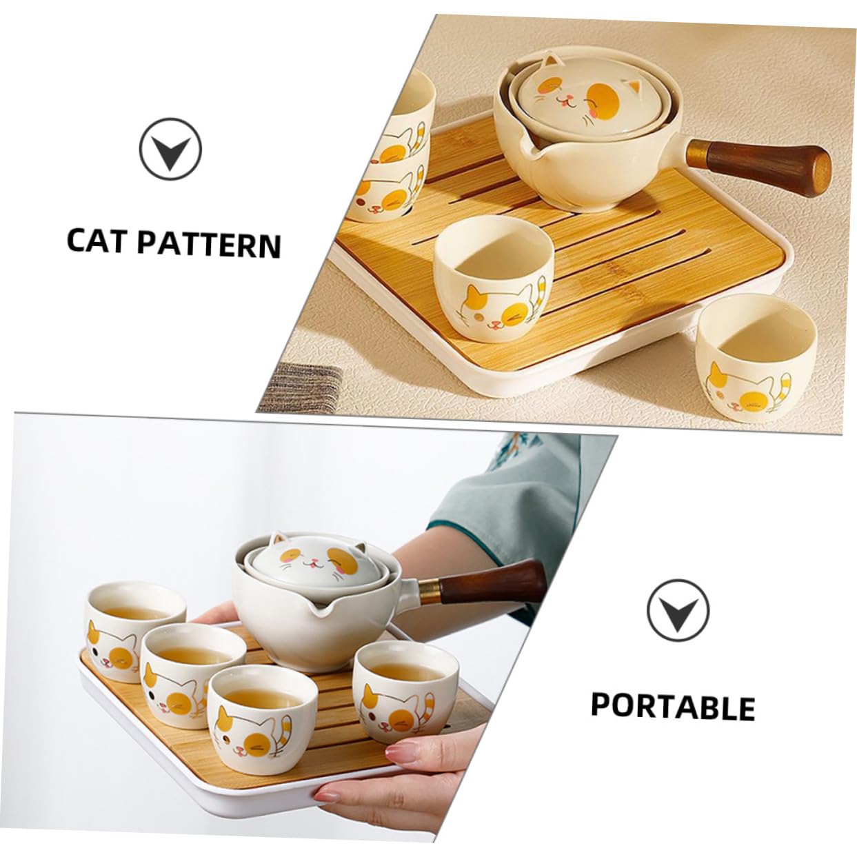 Toyvian tè Portatile in Ceramica con Teiera Girevole Kit da Viaggio per Preparazione del tè Set da Cinese per Casa e Regalo per Appassionati di