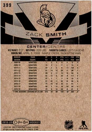 Miniatura 2 de 2019-20 O-Pee-Chee #399 Zack Smith Ottawa Senators Hockey Card
