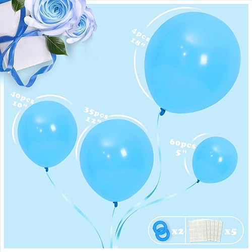 Miniatura 2 de Henviro Globos azul claro de diferentes tamaños, 139 unidades de 1812105 pulgadas para kit de guirnalda de arco de globos. Para cumpleaños, baby