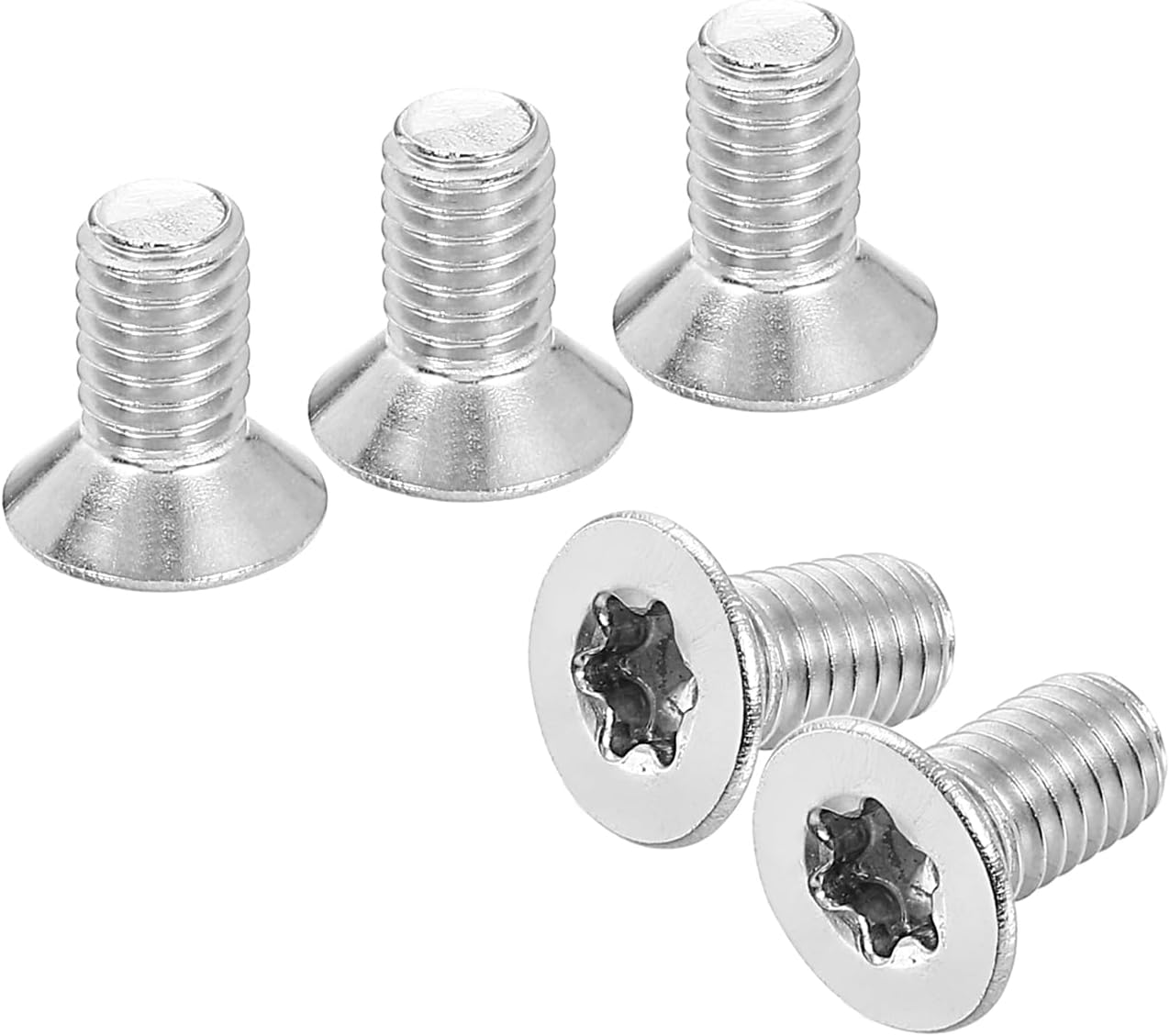 uxcell M6-1 x 12mm Flat Head Torx Anti Theft Machine Screws, 10 Pcs 304 Stainless Steel, Torx Drive, Countersunk Head, Full Thread, Silver