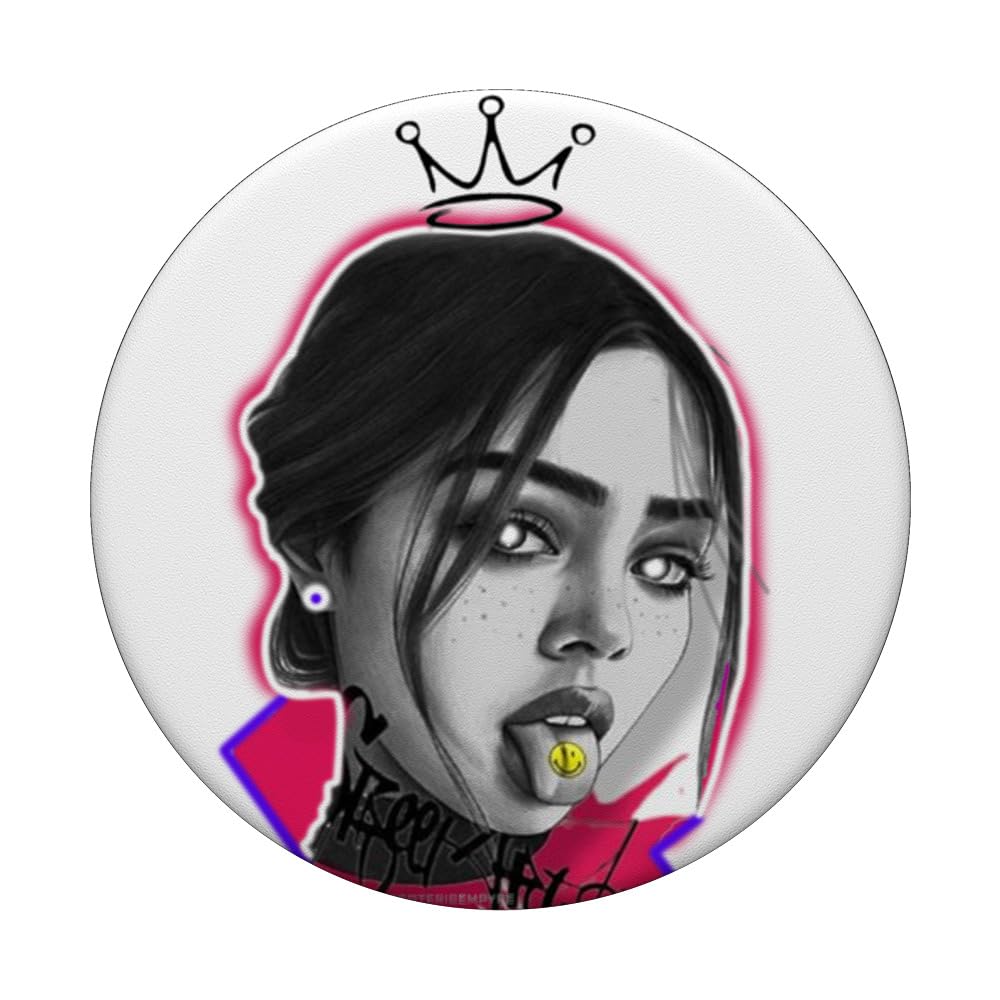 Pretty Party Girl Pink Boss Babe Queen Indigo PopSockets Adhesive PopGrip, Black - Image 3