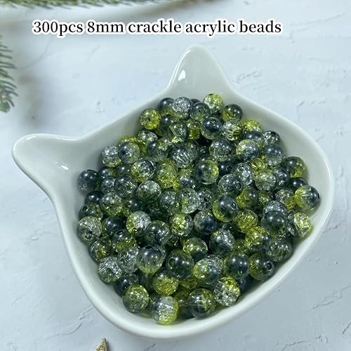 Miniatura 2 de Pinhoollgo 300 piezas de cuentas acrílicas con efecto de grieta de 8 mm, cuentas redondas de cristal acrílico para hacer joyas, pulseras, collares,