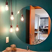 Espelho Redondo Decorativo 40cm Vidro Lapidado Com Fita Dupla Face Para Quarto Sala Banheiro