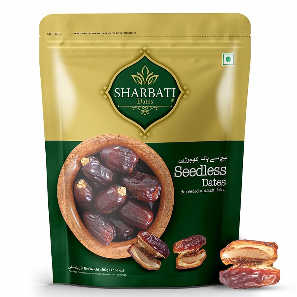 SHARBATI DATES Premium Deseeded/Seedless Arabian DATES 500gm With High in Fibre & Rich Source of Iron | Gluten free | No Preservatives |100% Vegan | Wet Khajoor | Khajur | Date Fruits, Fresh-image-44
