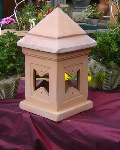 2.Wahl!! Pagode Laterne 50 cm echt Terracotta Terrakotta Garten Deko Gartenfackel Pyramide Windlicht Buddha Steinlaterne Cover