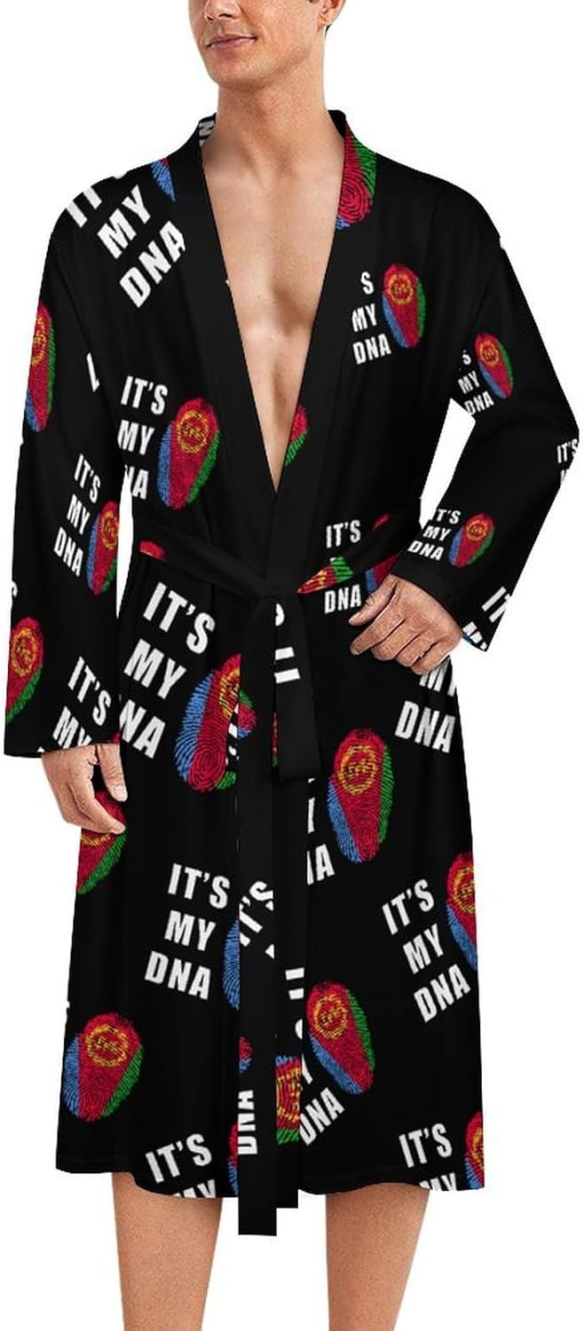 Eritrea Flag It's My DNA Casual Robes Bathrobe Knee Length V-neck Loungewear Sleepwear