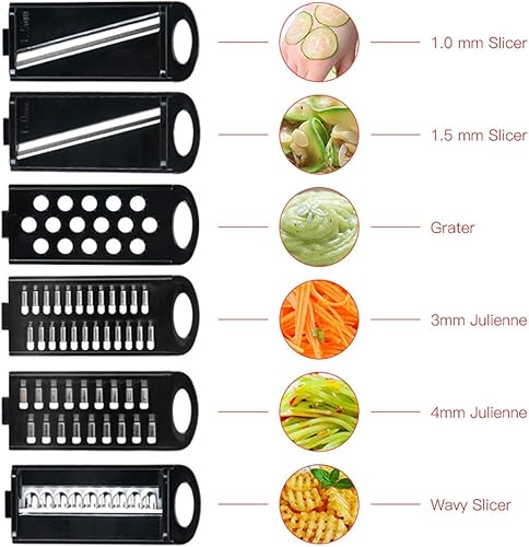 Miniatura 3 de Cortador de verduras multifunción 6 en 1, mandolina, picadora de papas, cortador de alimentos con recipiente de almacenamiento y pelador para