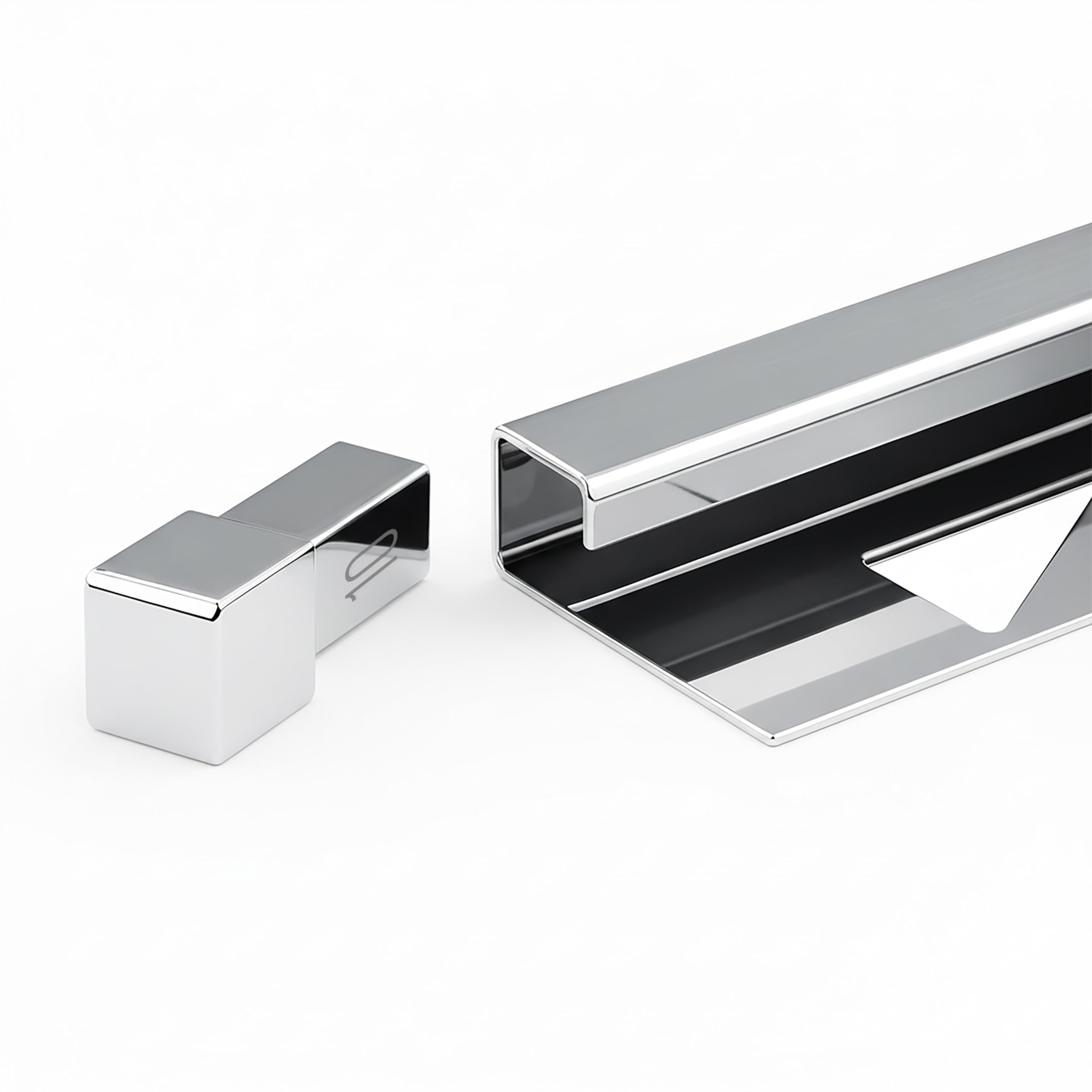 HASKYY Terminale per binario di piastrelle, profilo quadrato angolare, in acciaio inox V2A, lucido, altezza: 8 mm, 10 mm, 11 mm, 12,5 mm, angolo interno ed esterno (10 mm)