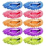 5-Pairs Mop Slippers Shoes for Floor Cleaning, 10 Pcs Microfiber Shoes Cover Reusable Dust Mops for Women Washable, Mop Socks for Foot Dust Hair Cleaners Sweeping House Office Bathroom Kitchen