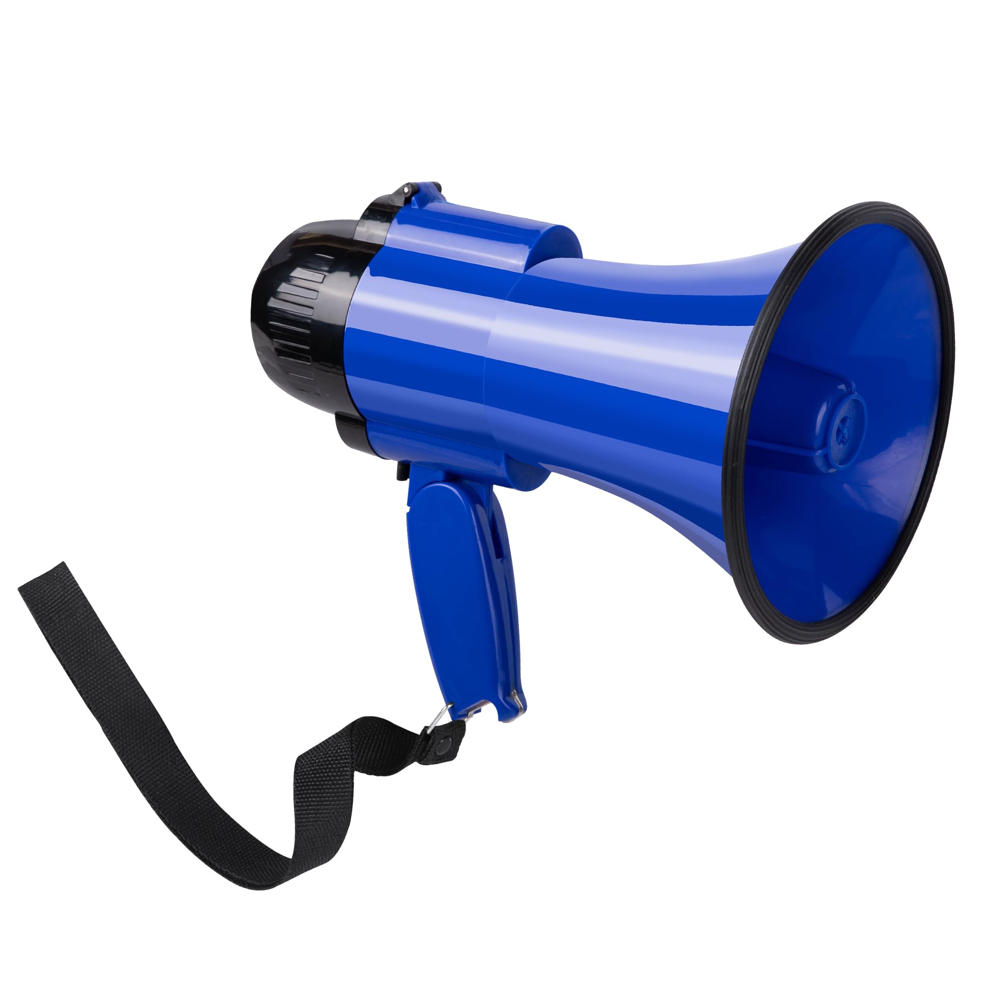 Przenośny megafon Bullhorn o mocy 30 W, syrena/alarm i nagrywanie 240S z regulacją głośności i paskiem (niebieski)