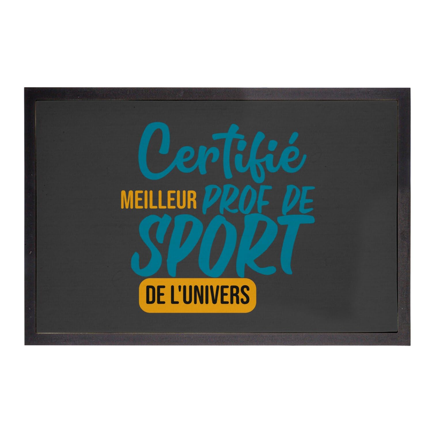 Tapis paillasson noir 60x40cm entrée maison intérieur motif prof de sport humour
