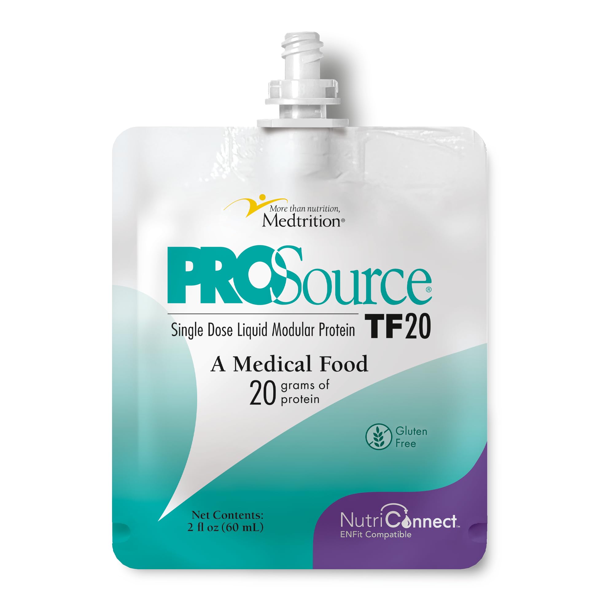 Medtrition NutriConnect™ ProSource® TF20 – ENFit® Compatible Modular Protein Supplement for Tube Feeding – 20g Liquid Protein in 60mL Pouch – Supports Aspen Guidelines & ICU Nutrition