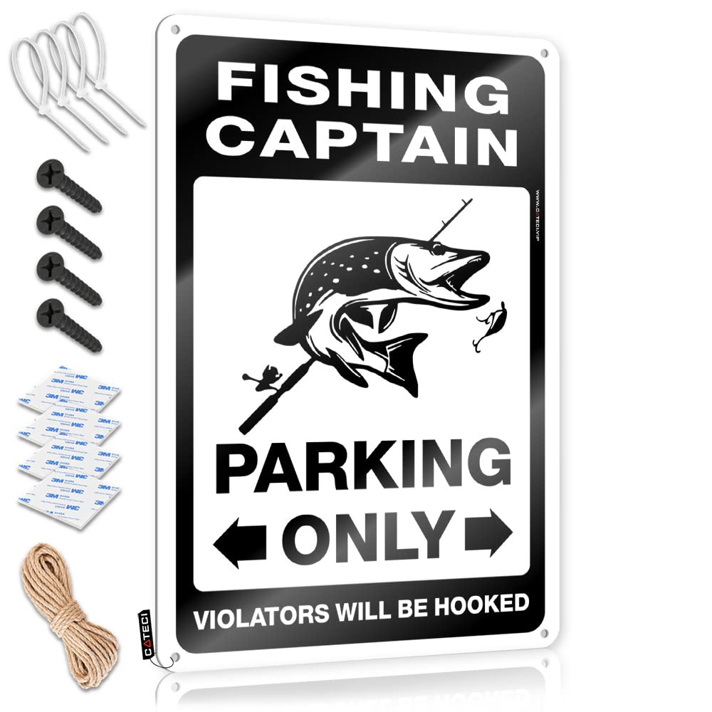 Farmhouse Signs Bar Room Decor Vintage Wall Decor | Fishing Captain Parking Only Inappropriate Accessories For Mount Home Decoration(30X40CM)
