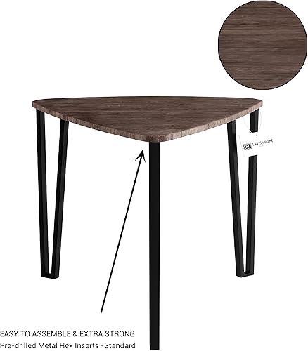 Miniatura 3 de LAVISH HOME Juego de 3 anidados, aspecto moderno de grano de madera para mesas de centro o mesitas de noche, muebles de decoración contemporánea