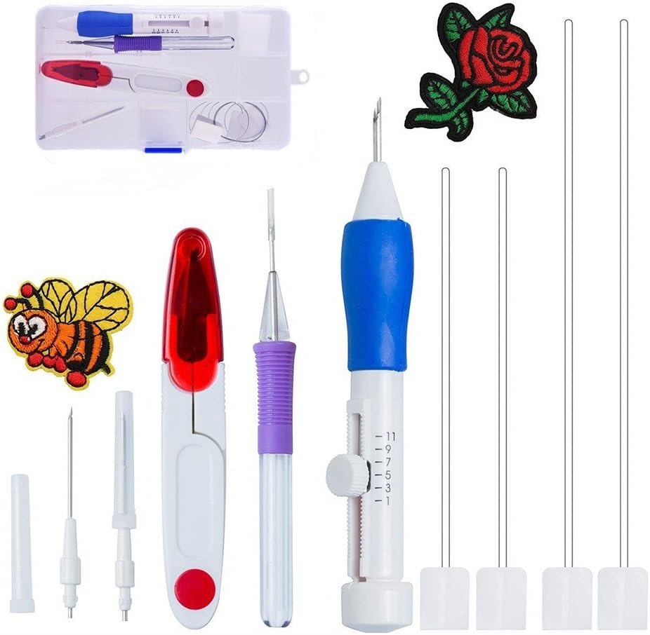 Magic Embroidery Pen Punch Needles - Carly Shop Punch Stitching Punch Pen Set, Punch Needle Embroidery Set-Craft Tool for EmbroideryThreaders DIY Sewing-Embroidery Pen Kit