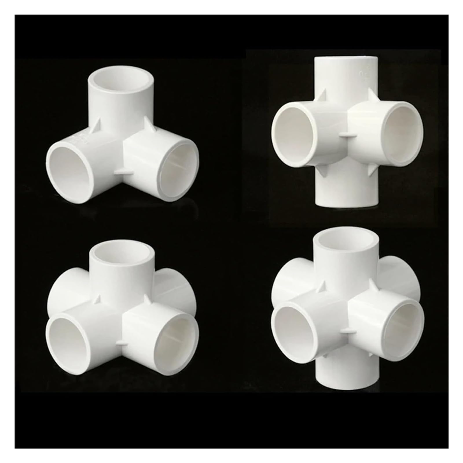 Conectores deslizantes de PVC para tuberías, Accesorios de tubería PVC Blanco for Agua, Bricolaje, 20-50mm, con Codo Recto, Cruz en T, 10 Uds(PVC Pipe,I.D 40mm)