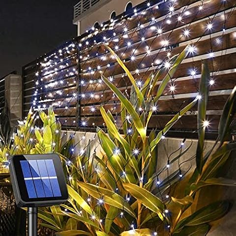 Xpork Christmas Lights 105 LED Solar Fairy Lights 1.8m x 1m Waterproof String Lights Outdoor Net Light Garden Mesh Lights for Christmas Tree Bushes Balcony Garden Fence Indoor (Cold White) Cover
