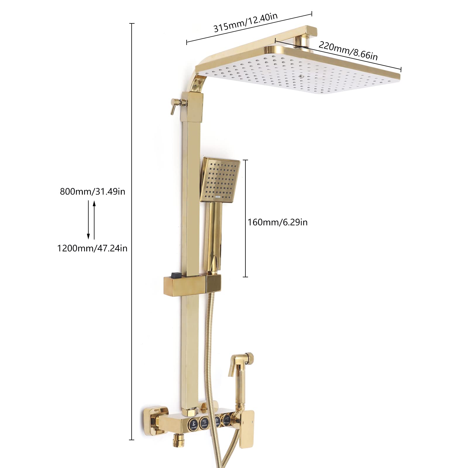4 Funktionen Dusch Set Antik Regendusche Duschsystem Wannen Armatur HöHenverstellbar Handbrause Mischbatterie Dusche Gesetzt Wand Haengen Bad Wasserhahn Mischer Mit Kopfbrause Modern Gold